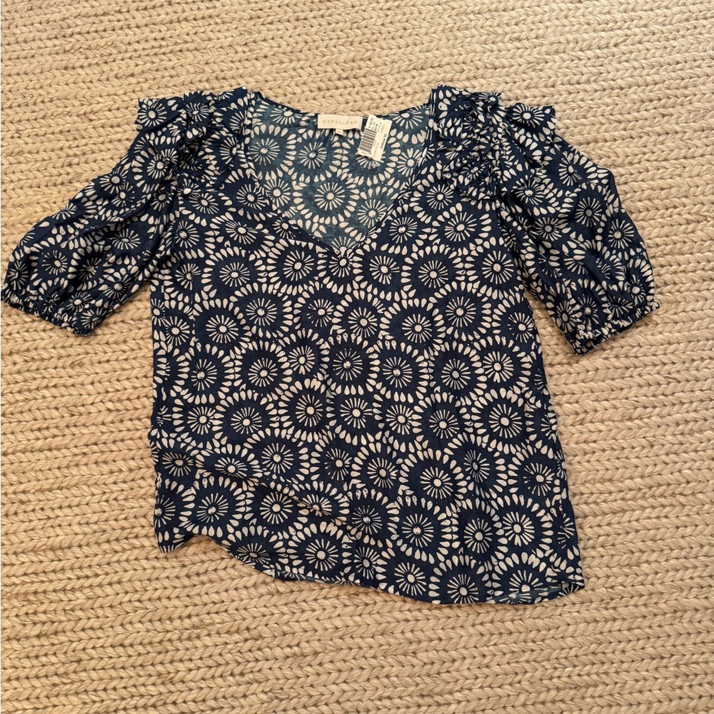 Navy Floral Women's Blouse
